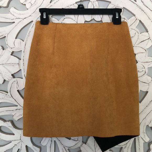 MISSGUIDED Faux Seude Scuba Asymmetrical Skirt Stretchy Size 4 Grunge Stretchy - Picture 6 of 13